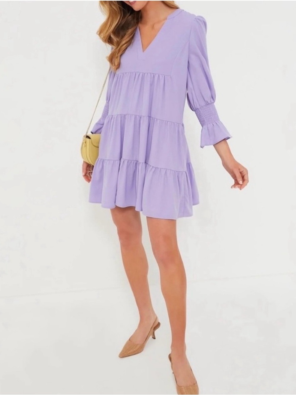 Tuckernuck Lavender Tiered V-Neck Smock Dress